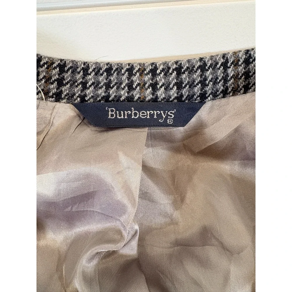 Burberrys Sport Coat Mens 44R Houndstooth Plaid Wool Suit Jacket Blazer Vintage